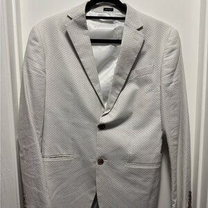 jf J. Ferrar SlimMen's White and Gray Blazer